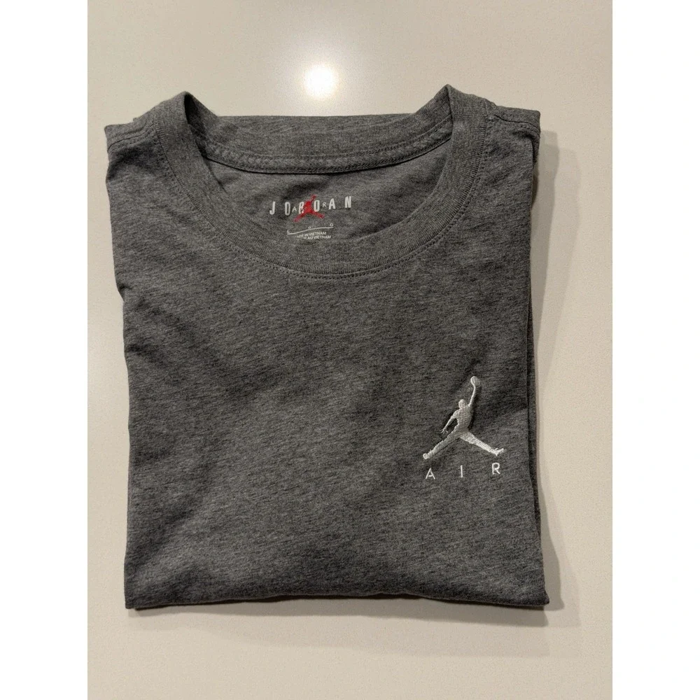 Jordan Jumpman Air Embroidered Tee AH5296-091 Carbon Heather Mens L Gray